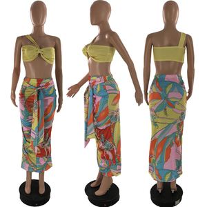 Vêtements d'été <span class=keywords><strong>Piece</strong></span> Tube Top Trending Floral Pencil Beach Wrap 2 Pc Skirt Print Women 2-Pieces Set - Product Image 5