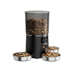 Comedero automático para mascotas, dispensador de comida inteligente para perros y gatos con capacidad de 1,8 kg, enchufe estadounidense blanco y negro desmontable - Product Image 4