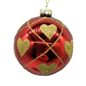 新设计圣诞8 * 8厘米挂球红色玻璃球金心彩绘圣诞装饰品节日装饰