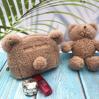 OEM pas cher personnaliser fausse fourrure Teddy écologique maquillage stockage épicerie cosmétique sac Life Style sac à main rouge à lèvres mignon ours pochette