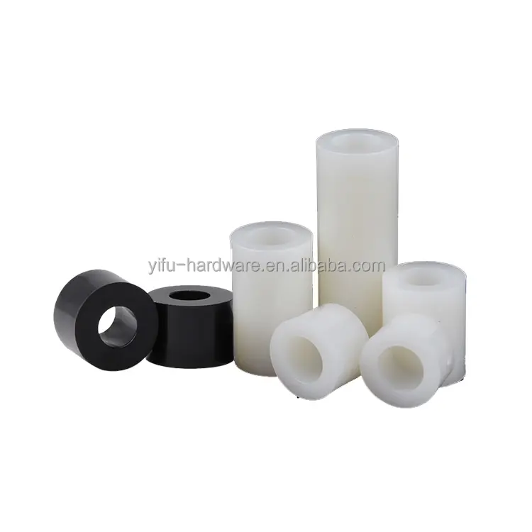 Fornitura di fabbrica OEM/ODM 1/2 1/4 5/8 distanziatori cilindrici in plastica cilindrica in Nylon bianco/nero distanziali non filettati distanziali per tubi