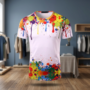 T-shirts unisexes pour hommes et femmes, manches courtes, coupe classique, hauts décontractés, motif uni, impression numérique, tissu sergé - Product Image 3