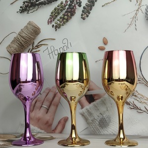Wholesale Ama Zon Hot Sell Colorful Gold Plated Color Electroplated Personalized <strong>Wine</strong> Glass <strong>Goblet</strong> for Wedding Event Decor - Product Image 2