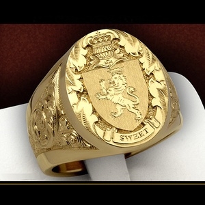 Bague pour homme en cuivre plaqué or, motif couronne, lion, bouclier, insigne, sceau royal, modèle <span class=keywords><strong>best</strong></span>-<span class=keywords><strong>seller</strong></span> Wish - Product Image 2
