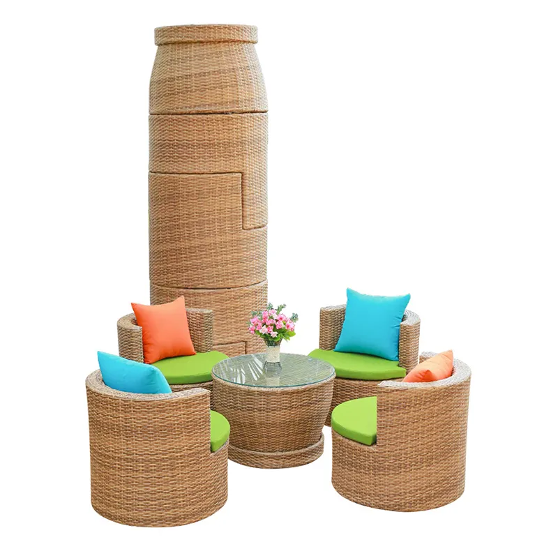 Outdoor furniture garden rattan space saving sofa chairs sets with coffee table for patio backyard