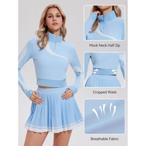 Conjunto Deportivo de 2 Piezas para Mujer, Falda y Sudadera de Manga Larga con Media Cremallera, Falda de Tenis, Ropa Deportiva de Primavera de Secado Rápido - Product Image 4