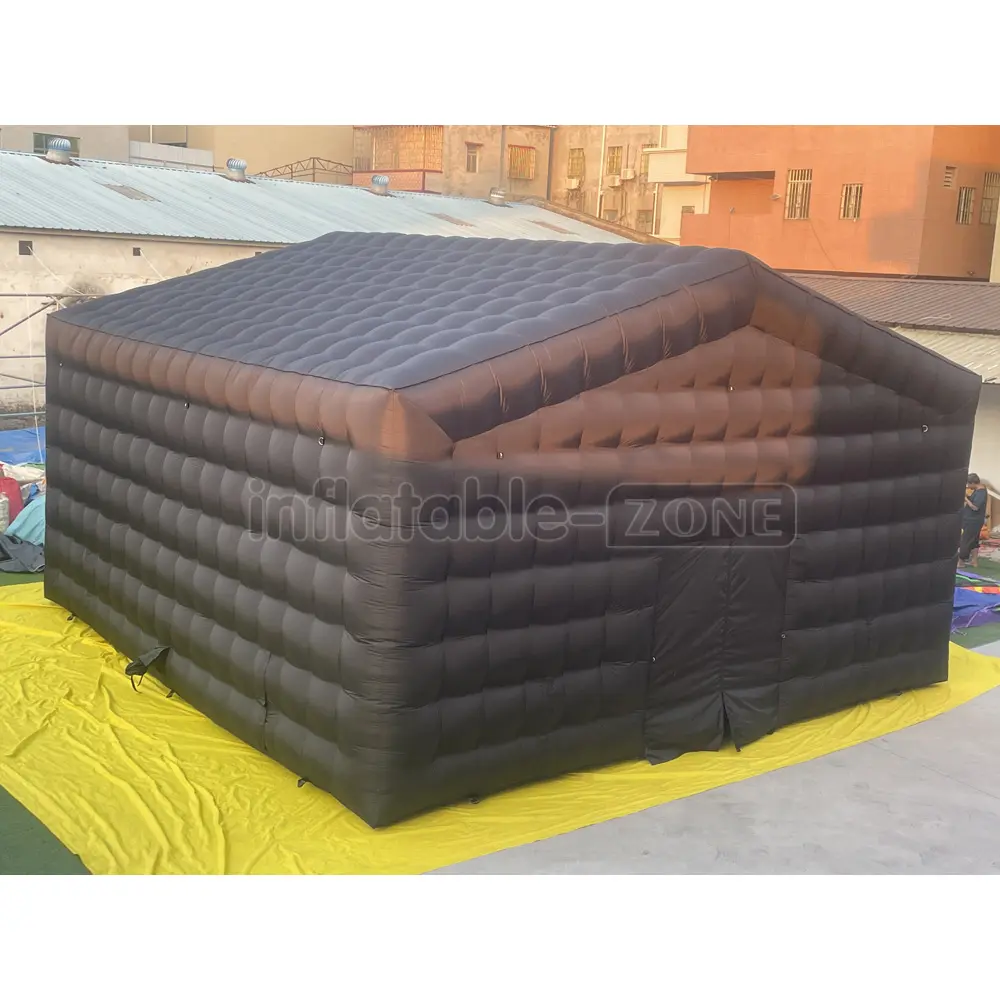 Ukuran kustom pesta besar hitam marquee kubus berkemah gonflable iklan igloo struktur kain oxford tenda tiup