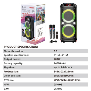 ลำโพงปาร์ตี้กลางแจ้ง CQS-S6610 พร้อมไฟ RGB เล่นได้นาน 5-6 ชั่วโมง เหมาะสำหรับงานปาร์ตี้ในสวน ทริปแคมป์ปิ้ง กำลังขับ 120 วัตต์ วูฟเฟอร์คู่ขนาด 8 นิ้ว รองรับคาราโอเกะ - Product Image 6