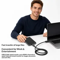 Kabel Data USB3.0 Tipe-C 10Gbps Pengisian Cepat 3A60WPD untuk Ponsel & Komputer Pribadi (Tembaga Berlapis Timah)