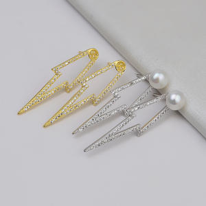 Pendientes de Plata S925 para Mujer, Base para Perlas de 8-9 mm, Accesorios de Joyería DIY con Soporte Vacío Incrustado 1157 - Product Image 1