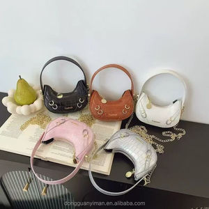 Borsa a Mezzaluna Trapuntata in PU Color Caramella Moda 2025, Borsa a Mano con Motivo a Rombi, Borsa Multifunzionale da Donna con Catena <span class=keywords><strong>e</strong></span> Cerniera in PU - Product Image 4