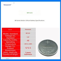 Pile bouton au lithium Panasonic BR1225 3V 48mAh pour équipements industriels et petits appareils électroniques
