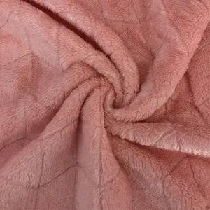 100% Polyester Jacquard Flanel Effen Textuur Fleece Stof Voor Deken Kledingstuk En Badjas Geweven Gedrukt 1000 Stuks/Kleur 58/60"