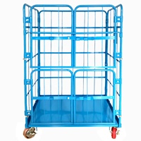 Cages de stockage pliables en acier avec roues, chariot à roulettes en treillis métallique, conteneur roulant de sécurité, capacité de charge de 500 kg, usage industriel
