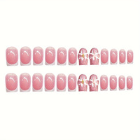 Faux ongles 3D fleur avec diamant, vente en gros, pour doigts et orteils, haut de gamme, à presser, pour mains et pieds, courts