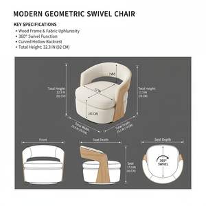 เก้าอี้โซฟาพักผ่อน Drew Modern ทรงโค้งพนักพิงโปร่ง โครงไม้หุ้มผ้า สำหรับห้องนั่งเล่นและการตกแต่งภายในอย่างมีสไตล์ - Product Image 4