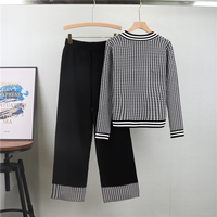 Ensemble de deux pièces pour femmes, pull en tricot élégant et pantalon large, vente en gros pour l'automne et le printemps