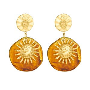 Geometric Resin Pendant Earrings Zinc Alloy Stainless Steel Studs Fashion Dangle Earrings For Women Boho Style Jewelry Set - Product Image 5