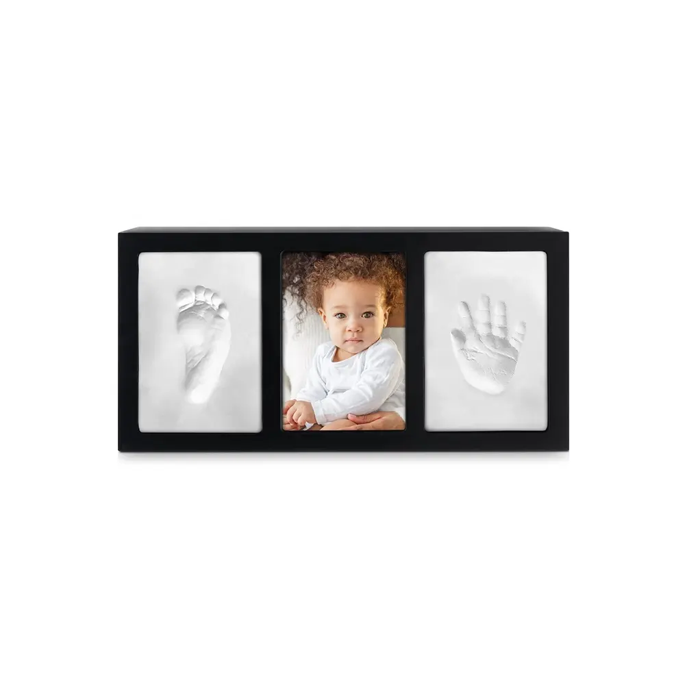 Babyby Family Fun-Kit de marco de fotos para bebé, recuerdo de huella y Hanfprint, arcilla de secado al aire, regalos y artesanías, color negro