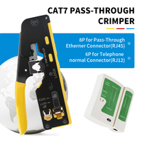 Alat pengerut jaringan kabel telekomunikasi RJ45 multifungsi Cat7 Cat6 Cat5 melewati konektor dengan dukungan OEM