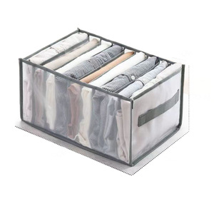 Mesh Drawer Organizer 9 Compartment Gray Foldable <b>Wardrobe</b> Storage <b>Box</b> For Clothes - Product Image 2