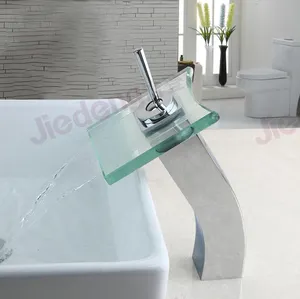Robinet mitigeur de lavabo en laiton, robinet supérieur, vasque mitigeur de cascade en verre