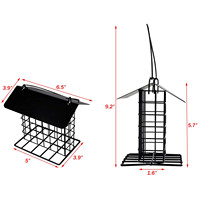 Mangeoire à oiseaux suspendue JH-Mech pour jardin extérieur, résistante aux écureuils, imperméable, en métal noir, pour extérieur