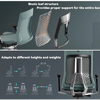 Chaise de bureau ergonomique de direction, réglable, en tissu, avec cadre en aluminium, confortable, avec support lombaire, pour la maison, le bureau et l'ordinateur