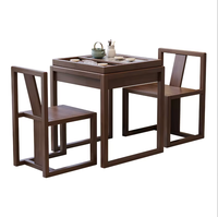 Ensemble table et chaises trois pièces pour balcon, table basse en pierre frittée pour appartements, design contemporain, structure en bois, mobilier de maison