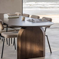 Ensemble de table à manger ovale en bois massif de style nordique japonais moderne avec 4 chaises, pour 6 à 8 personnes, meubles de salle à manger