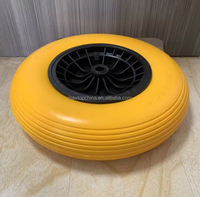 Roues de chariot robustes sans chambre à air en mousse PU pleine 400-8, pneus anti-crevaison de 16'' pour brouettes et chariots à main 4.80/4.00-8