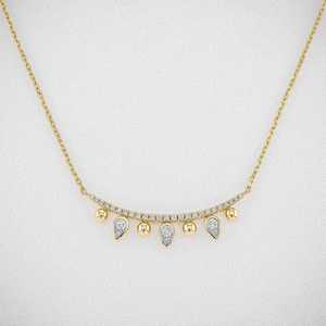 สร้อยคอทองคำ 18k ประดับเพชรทรงกลมและทรงหยดน้ำ ฝังแบบ Bezel Set สำหรับงานแต่งงานหรือเป็นของขวัญหมั้น - Product Image 2