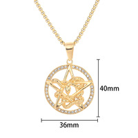 Collier avec pendentif pentacle pour homme, acier inoxydable rétro avec cristal, tendance et simple, style personnel dominant