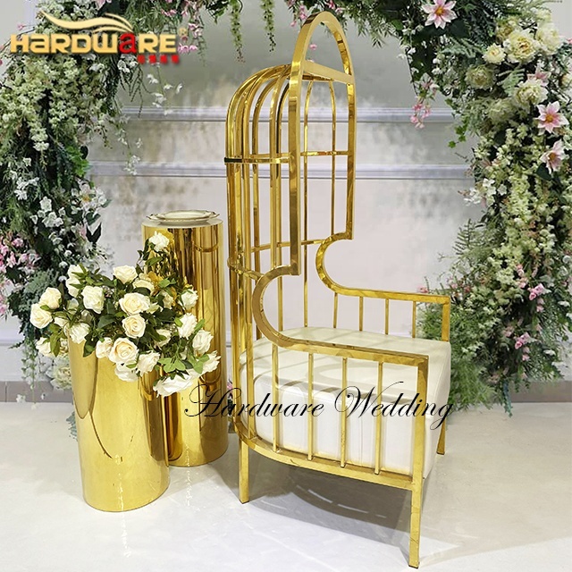 Luxe cage à oiseaux conception roi trône royal chaises de mariage pour la mariée et le marié