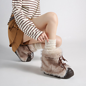 Botas de <span class=keywords><strong>nieve</strong></span> afelpadas para mujer, modelo nuevo 2026, de invierno, con puntera ancha, suela gruesa, forro de felpa, con cordones, de algodón, antideslizantes, botines cortos. - Product Image 2