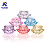 Pot de crème pour le visage en plastique de luxe, 3g 5g, petite forme de bijou, pot de crème cosmétique, emballage en plastique, récipient en PS, pot de baume à lèvres
