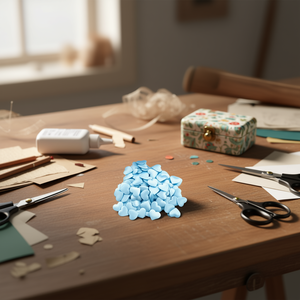 Coriandoli a Forma di Cuore in Tessuto Ilan 1.3mm Blu 100pz per Decorazioni e Artigianato - Product Image 2