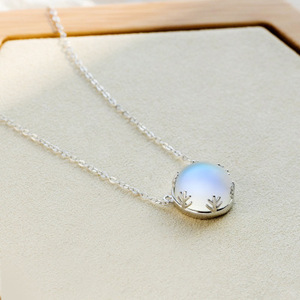 Collier en argent sterling 925 avec <span class=keywords><strong>pierre</strong></span> <span class=keywords><strong>de</strong></span> <span class=keywords><strong>lune</strong></span> pour femmes - Product Image 2