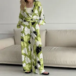 Custom Autumn Summer Spring Sets Sleepwear Women Pajamas Striped Silk, Sets Womens Pajamas Pieces Women Pink Homewear/