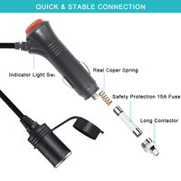 Adaptateur de prise allume-cigare mâle 12/24V avec capuchon rouge, chargeur noir en bakélite, prise d'extension