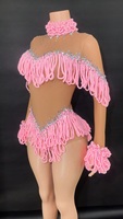 Novance Y4681 Produits Phares 2026 Justaucorps de Danse Sexy à Manches Longues et Strass pour Femme Adulte avec Franges