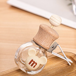 Botol Parfum Pengharum Mobil Kaca Bening 10ml dengan Tutup Kayu dan Klip - Product Image 4
