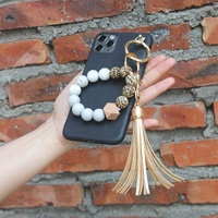 Amazon Hot Bán Leopard Silicone Key Chain Bangle Silicone Hạt GỖ MẸ Vòng Đeo Tay