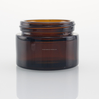 Pot en verre ambré brun vide de luxe à large ouverture, rond, rechargeable, pour crème pour les yeux, crème pour le visage, mini 5g 10ml, avec couvercle noir
