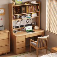 Bureau d'étude en bois de caoutchouc et métal, design moderne carré, panneau perforé, rangement flexible, ludique, pour la maison et le bureau