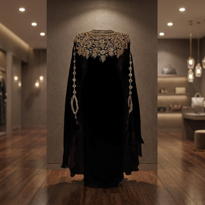 Turkish Style Women's Open Abayas with Pearls Shiny Silk Fabric Eco-Friendly Design Latest Fashion & Best Quality - Product Image 2