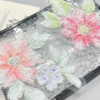 Patch en dentelle florale brodée rose pour la décoration de vêtements, applique en tulle 3D pour robe, tenue de mariage et de soirée
