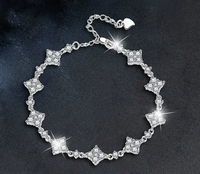 Bracelet ajustable en argent sterling S925 incrusté de diamants et de moissanite, motif trèfle à quatre feuilles, pour femme, souvenir touristique Shake Tone