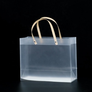 Custom Transparent PP Carrier Bag Thick Clear PP Tote Bag Plastic Handle Bags Plastic