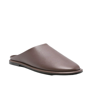 Mules en cuir véritable marron à bout pointu, semelle extérieure en caoutchouc souple, toutes saisons - Product Image 1